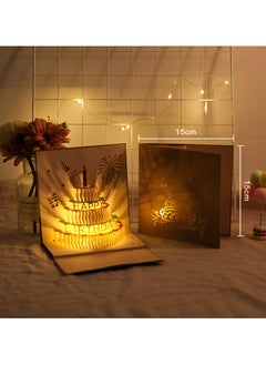 Buy 3D Pop-Up Card with Recording Function, Music and Lighting Design Greeting Card for Birthday, Sturdy and Solid Cardstock Gift Card with Envelope and Thank You Card in Saudi Arabia