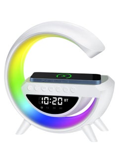 اشتري Multifunctional Bluetooth Speaker Wireless Charger with Alarm Clock, Flash Drive, Memory Card, AUX with 7 Color Modes RGB Lamp في مصر