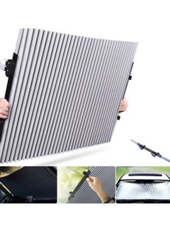 Buy Car Sun Visor Retractable Windshield Sun Shade Stretchable Aluminum Film Protects from UV Rays Universal Fit for Most Cars Large Size 48x135x200cm in UAE