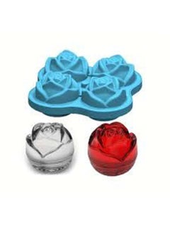 Buy Flower Shape Silicone Ice Cube Mold with Silicone Cover and 4 Ice Cube Slots - 1 Piece Random Color in Egypt
