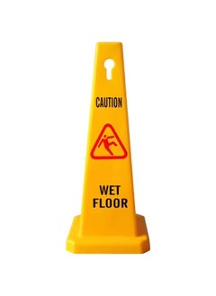 Buy 4 Sides View Caution Wet Floor Safety Cone Highly Visible Yellow Wet Floor Sign for Safety Easily Noticeable Floor Sign in UAE