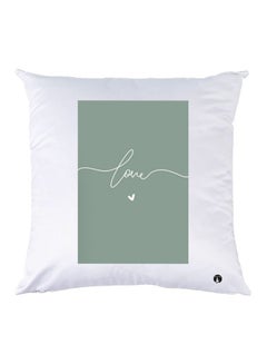 Buy Love Quote Printed Throw Pillow Polyester White/Green 30x30cm in Egypt