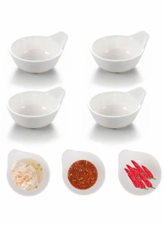 اشتري 4Pcs Sauce Dish Dip Bowls, Round Seasoning Dishes with Handle, Sushi Dipping Bowl Saucers Bowl Mini Appetizer Plates في الامارات