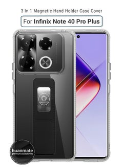 Buy Infinix Note 40 Pro Plus Magnetic Case With Hand Grip Holder & Kickstand - Strong Grip for Magnetic Car Holder, Stylish & Functional, Ultimate Convenience & Hands-Free Viewing - Clear/Black in Saudi Arabia