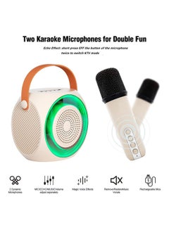 Buy Mini Karaoke Machine, Wireless Bluetooth Karaoke Microphone,Portable Bluetooth Speaker with 2 Wireless Microphone with Led Lights, Gifts for Kids and Adults in Saudi Arabia