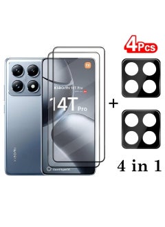 Buy 4 in 1 Tempered Glass Screen Protector for Xiaomi 14T Pro with Camera Lens Film, 2 Pcs Front Screen Protectors and 2 Pcs Lens Film in Saudi Arabia