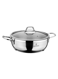 Buy Sofram steel low pot size 26cm with glass lid in Saudi Arabia