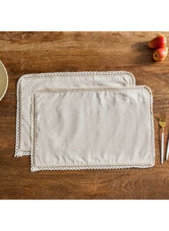 Buy Naturio 2-Piece Lace Table Placemat Set 48 x 33 cm in Saudi Arabia