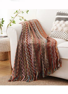 اشتري Soft Knit Throw Blanket Red/Brown 127 x 172cm في السعودية