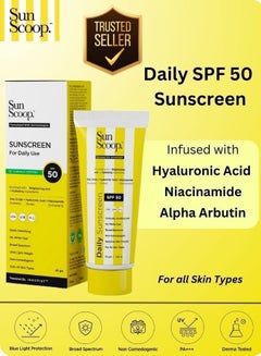 Buy SPF 50 Brightening Sunscreen With Niacinamide + Alpha Arbutin for glowing Skin 45 gm in UAE