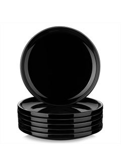 Buy Black Plates Dessert Plate of 6, 8 Inch Dish Set Dinnerware Sets for Salad, Round Plates with Lipped Edges, Microwave and Dishwasher Safe in UAE