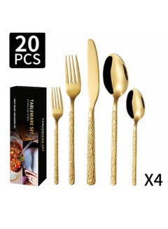 Buy 20 Piece Luxury Silverware Kitchen Cutlery Set, Premium Cutlery Set with Serving Knives Spoons Forks in Saudi Arabia
