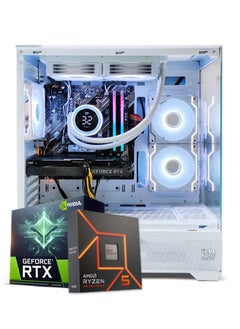 Buy True Nort Gaming PC, AMD Ryzen 5-7600X, RTX 4060, 16GB RAM, 1TB SSD, Liquid Cooler 240MM,  Window 11 Pro, White Case in UAE