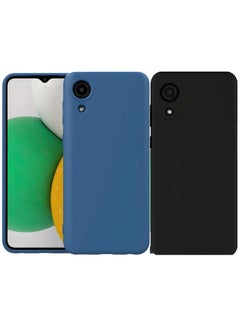 Buy Samsung Galaxy A03 Core 2-Pack Matte Silicone Case Cover - Slim, Colorful, Good Grip (Black, Blue) in UAE