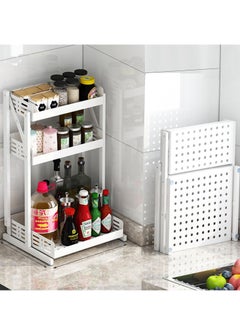 Buy Tycom Pull Out Spice Rack Organizer For Countertop and Cabinet, Standing Shelf Jars Storage Holder, Foldable Seasoning Shelf Organizer for Kitchen Storage,3 Layer White. in UAE