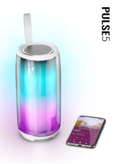 Buy Wireless Bluetooth Speaker with multi-colored LED light and 12-hour battery - White in Saudi Arabia