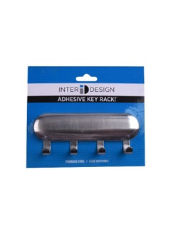 Buy 4-Hook Self Adhesive Stainless Steel Key Rack Silver 5.5 x 1 x 2.25 Inch 82600 in Saudi Arabia