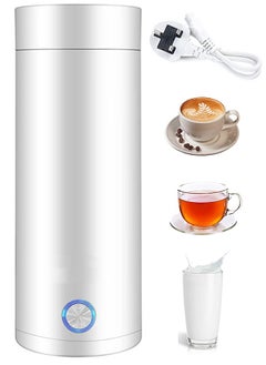 اشتري Portable Electric Kettle, 400ml Travel Tea Kettle with Non-stick Coating Double Wall Water Boiler Bottle, Fast Boil and Auto Shut off Hot Water Heater, White في الامارات