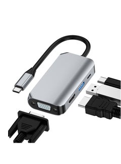 Buy USB C to HDMI VGA Adapter 4 in 1 USB C to HDMI 4K Multiport Adapter with USB 3.0 Port in Saudi Arabia