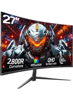 Buy 27 Inch Curved Gaming Monitor,QHD 2560 x 1440 Computer Monitor 165Hz,16:9 Wide HDR Display,FreeSync,1ms Response,2* HDMI & DisplayPort,Tilt Adjustable in Saudi Arabia