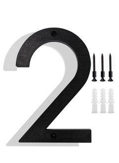 اشتري 8’’ Modern Floating House Numbers for Outside Large Black Shadow Home Number with Nails Kit & Template Easy to Be Mounted for Exterior House Address Garage Gate Street Farmhouse Number 2 في السعودية