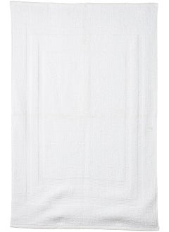 Buy 100% Cotton Terry Ring Spun Bath Mat-850gsm,50x80cm Quick-Dry, Highly Absorbent, Soft, White Color -1pc in Saudi Arabia