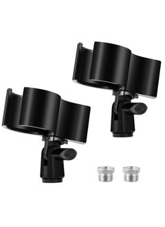 Buy 2 Pcs Upgraded Mic Clip Holder, Adjustable Microphone Holder for Microphones with Outer Diameter Between 32mm and 60mm, with 58" to 38" Screw Adapter in UAE