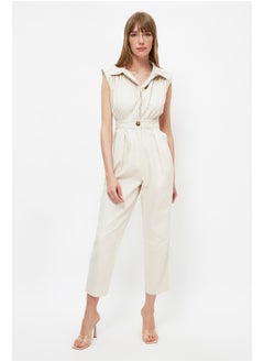 Buy Stone Shirt Collar Maxi Woven Jumpsuit TWOSS21TU0233 in Egypt