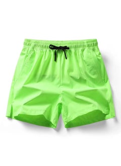 Buy 2024 Mens Summer Ice Silk Casual Shorts Elastic Running fluorescent green in Saudi Arabia