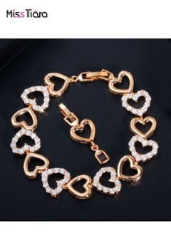 Buy Fashion and exquisite Heart Shape Bracelet for Girls Women Valentine's Day Birthday Gifts Made with Shiny White Zirconia Crystal in UAE