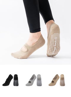 Buy 3 Pairs Yoga Grip Socks Women,Anti Slip Pilates Socks in UAE