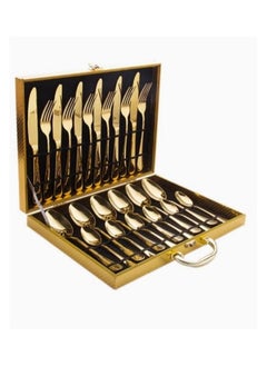 Buy 24-Piece Stainless Steel Cutlery Set Golden in Saudi Arabia