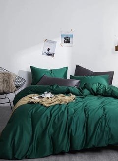 Buy Various King/Queen/Single Sizes Plain Emerald Green Color Without Filler Bedding Set in UAE