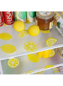 Buy Refrigerator Liners Mats Washable and Reusable,Waterproof and Moisture-Proof Drawer Mat,BPA Free,Non Slip Dining Mat,for Fridge Glass Shelf, Cabinet, Drawer, Freezer Safe,45x150 cm(Lemon) in Saudi Arabia