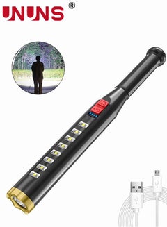 اشتري USB Rechargeable Led Flashlight High Lumens with COB Light, Bright LED Tactical Flashlight, 3 Modes Adjustable Zoomable Emergency Waterproof Flashlight في الامارات