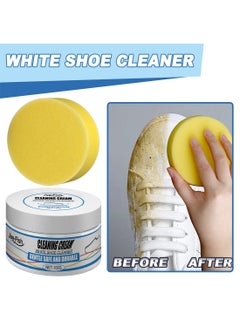 Buy White Shoe Cleaner, Gentle Deep Cleaning Brighten Polish and Smooth Leather Shoes and Boots, Sneaker Cleaner, White Shoes Cleaning Cream 100g in Saudi Arabia