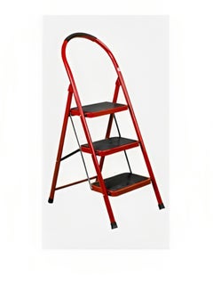 Buy 3-Step Steel Ladder Red/Black 120x37x47cm in Saudi Arabia