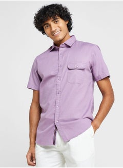 Buy Cotton-Elastane Casual Single Pocket Shirt in Saudi Arabia