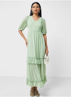 اشتري Tiered Frill Detail Fit & Flare Dress في السعودية