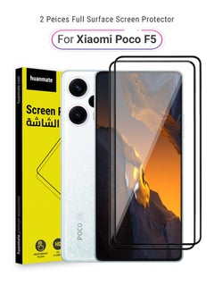 Buy 2 Pieces Edge to Edge Full Surface Screen Protector For Xiaomi Poco F5 Black/Clear in Saudi Arabia