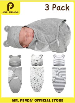 Buy 3 Pack Baby Swaddle Blanket for 0-6 Months, Baby Essentials for Newborn Girls Boys, 100% Cotton Infant Adjustable Swaddling Sleep Sack, Super Soft Nursery Swaddling Blankets, 73x50cm in Saudi Arabia