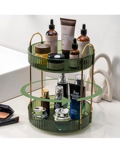 Buy Rotating Makeup Organizer for Vanity 2 Tier, High-Capacity Skincare Clear Make Up Storage Perfume Organizers Cosmetic Dresser Organizer Countertop 360 Spinning in Saudi Arabia