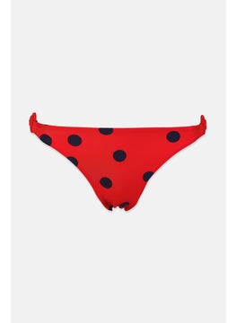 Buy Women 1 Pc Polka Dots Ringed Bikini Bottom, Red in Saudi Arabia