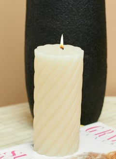 Buy Ivory Large Pillar Swirl Candle in Saudi Arabia