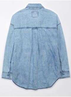 Buy AE Oversized Denim Button-Up Shirt in Saudi Arabia