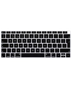 Buy Macbook Air 13 inch Keyboard Cover 2018/2019 New Soft Silicone Protector with Touch ID with Retina Display Model A1932 UK Layout Protective Skin Black in UAE