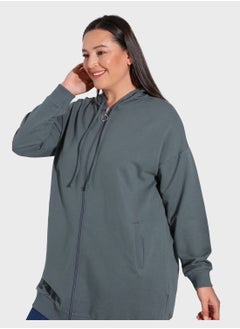 Buy Zip Pocket Detail Hooded Coat in UAE