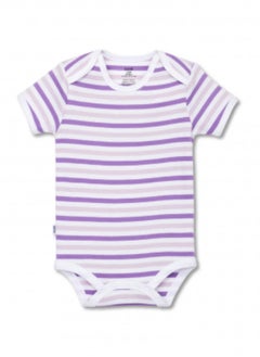 Buy Sleep Wear Short Sleeve Bodysuit - 12M Violet Stripe in UAE