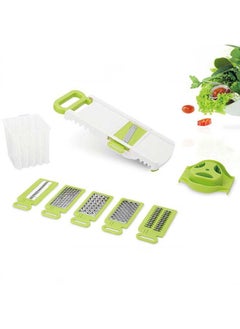 Buy Smile Mom 6 In 1 Foldable Kitchen Slicer Abs plus Pp Vegetable Slicer Handheld Cutter For Kitchen & Dining Room L35Xw15Xh6.8Cm - Green in UAE