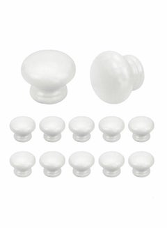 اشتري Round Wood Cabinet Knobs, Mushroom Shape White Wooden Pulls, Drawer Dresser Cupboard Wardrobe (12pcs, Diameter: 1.34 Inch, Height: 1 Inch) في السعودية